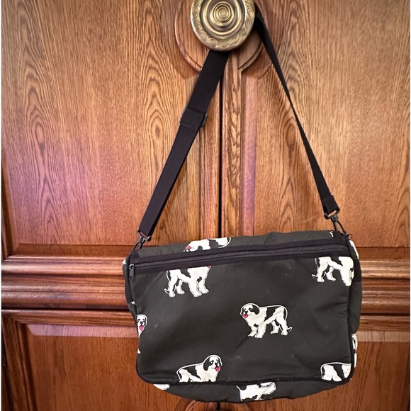 VTG Big Dogs 100% Cotton Canvas Traveler Expandable Messenger Bag Bernard- RARE - Picture 2 of 14